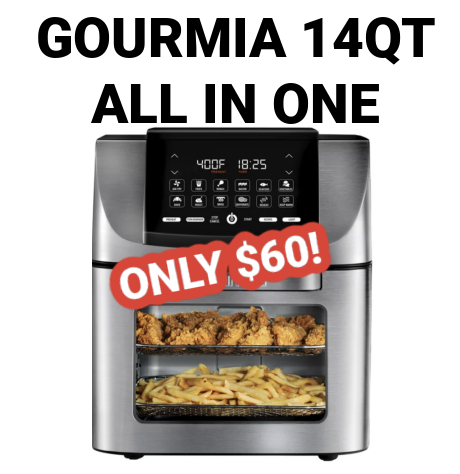 Gourmia All-in-One 14 QT Air Fryer, Oven, Rotisserie, Dehydrator with 12  Cooking Functions 